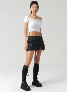 Drawstring Mini Skirt CU326