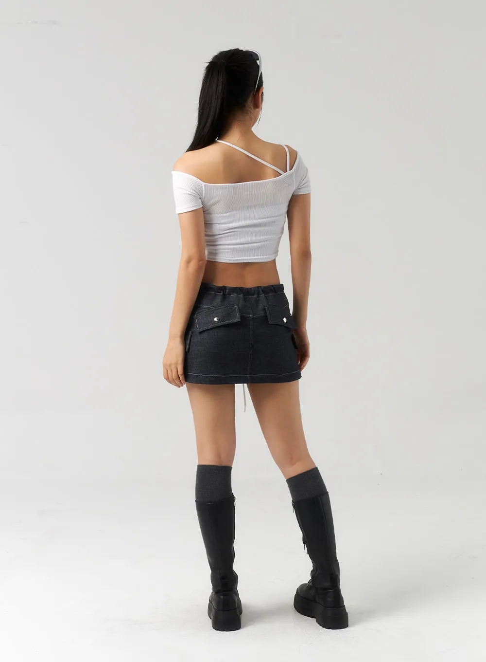 Drawstring Mini Skirt CU326