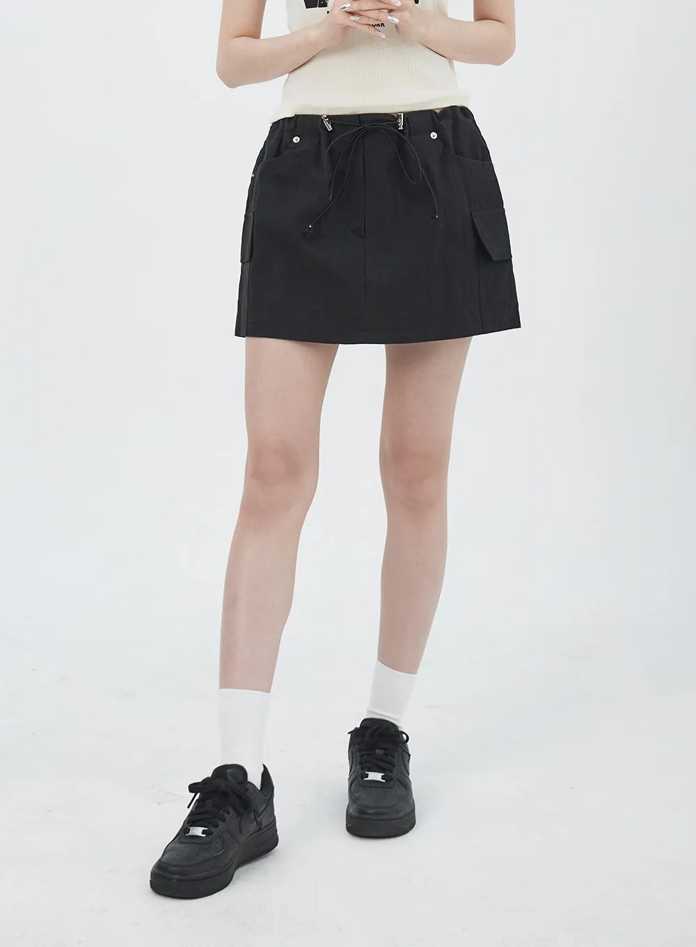 Drawstring Mini Skirt IU312