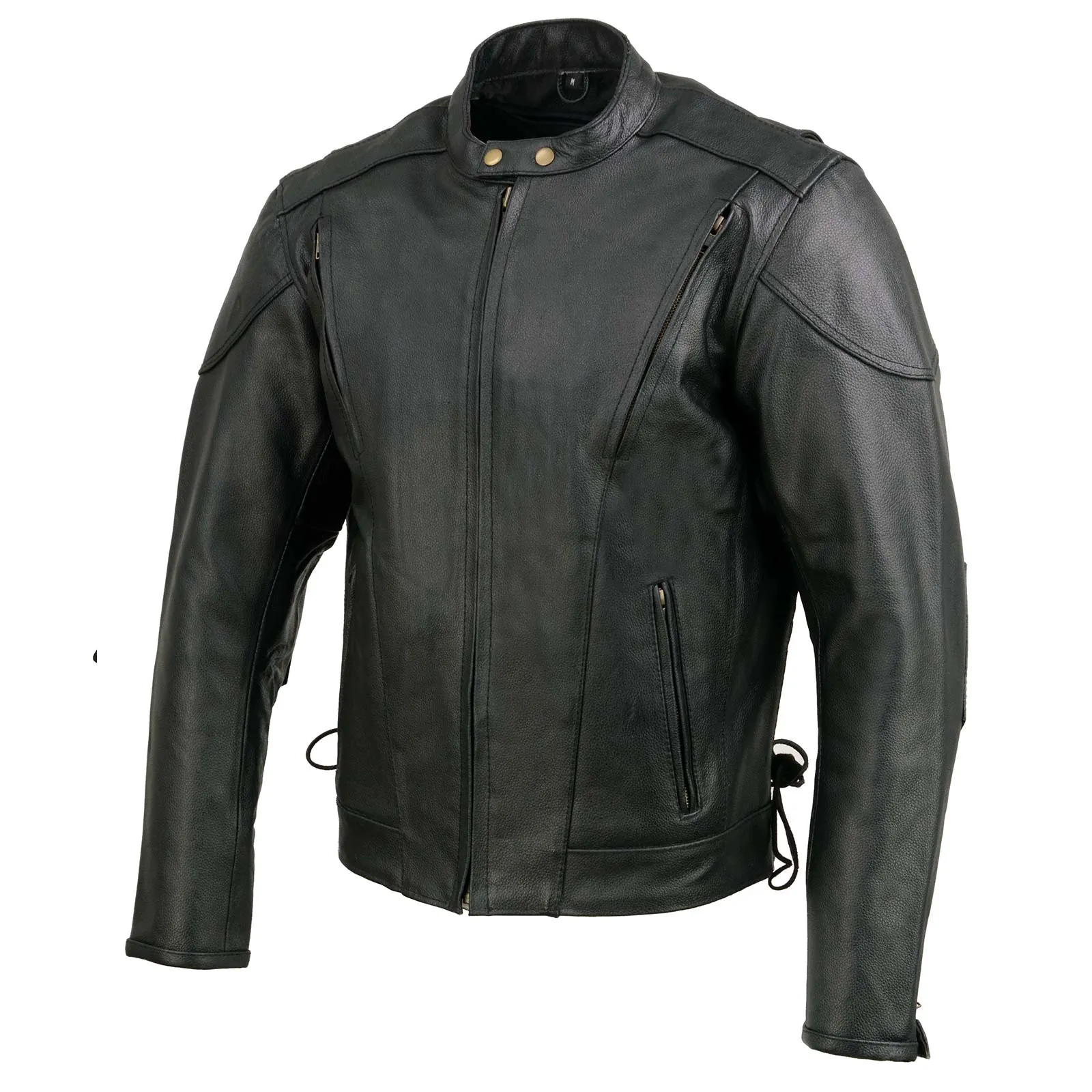 Event Leather Men's Black Side Lace Scooter Jacket with Vents Motorcycle Riding Jacket EL5410