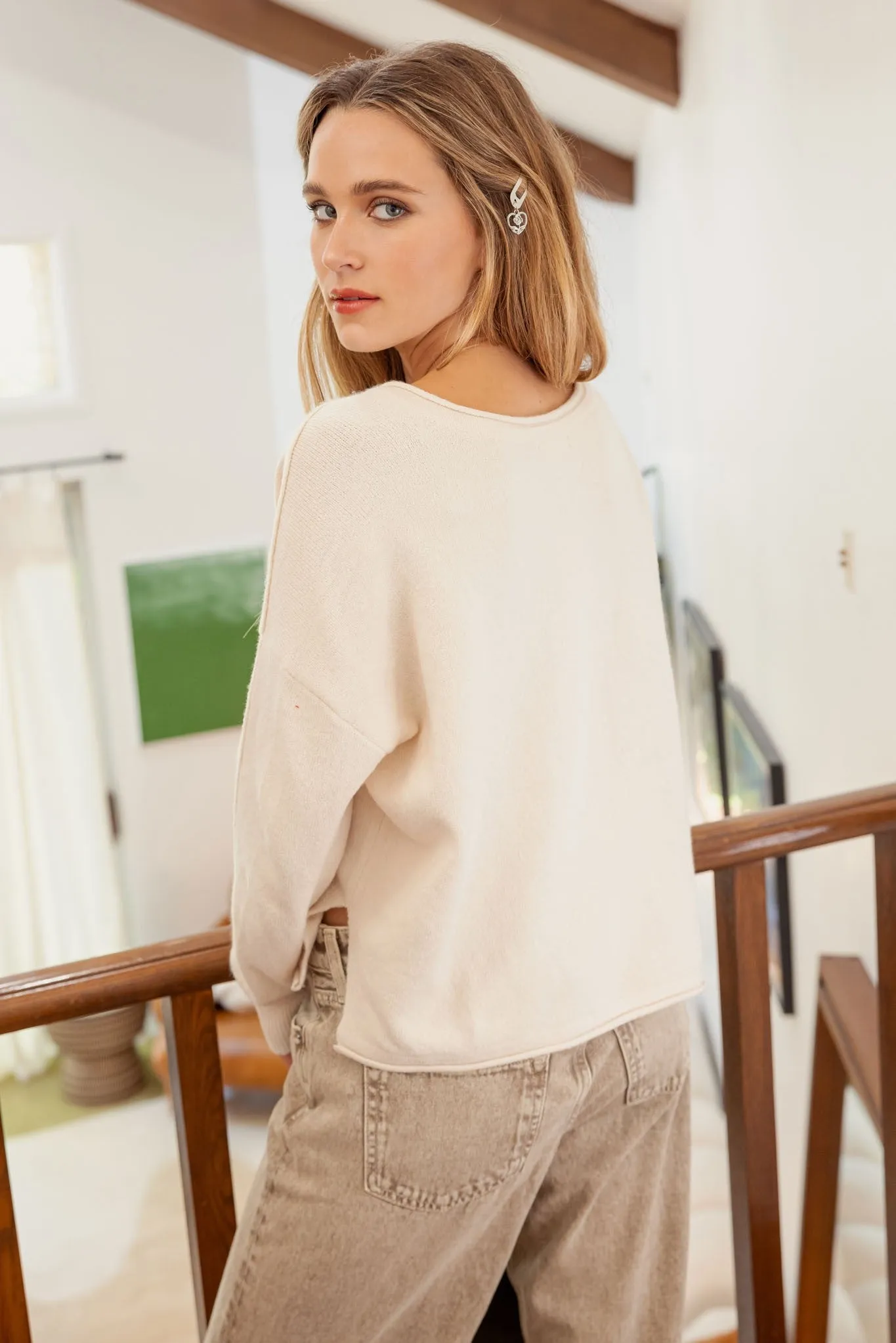 Fabled Grace Split Neck Knit Sweater- 4 Colors!