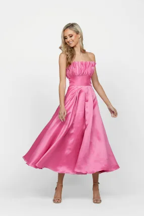 Farra Strapless Ruffle A-line