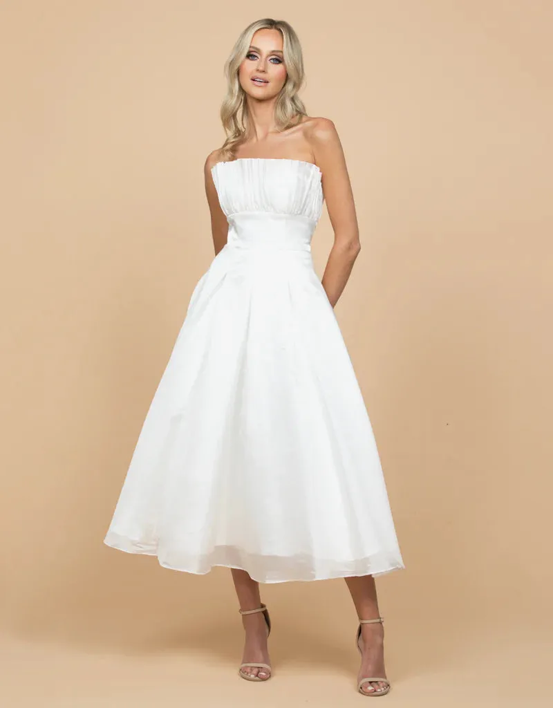 Farra Strapless Ruffle A-line