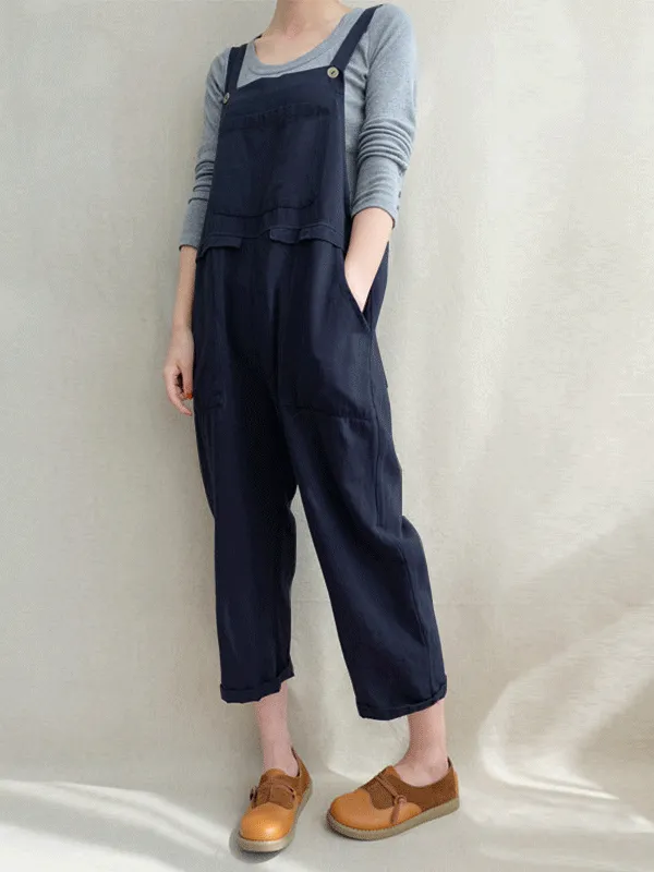 Fashion Pocket Suspenders Jumpsuit