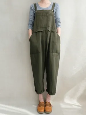 Fashion Pocket Suspenders Jumpsuit