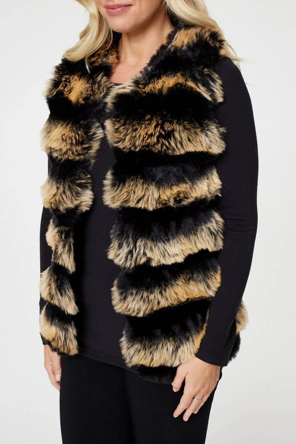 Faux Fur Open Front Gilet