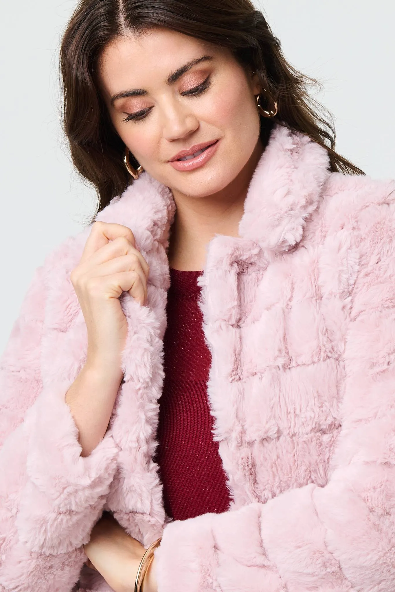 Faux Fur Thigh Length Coat