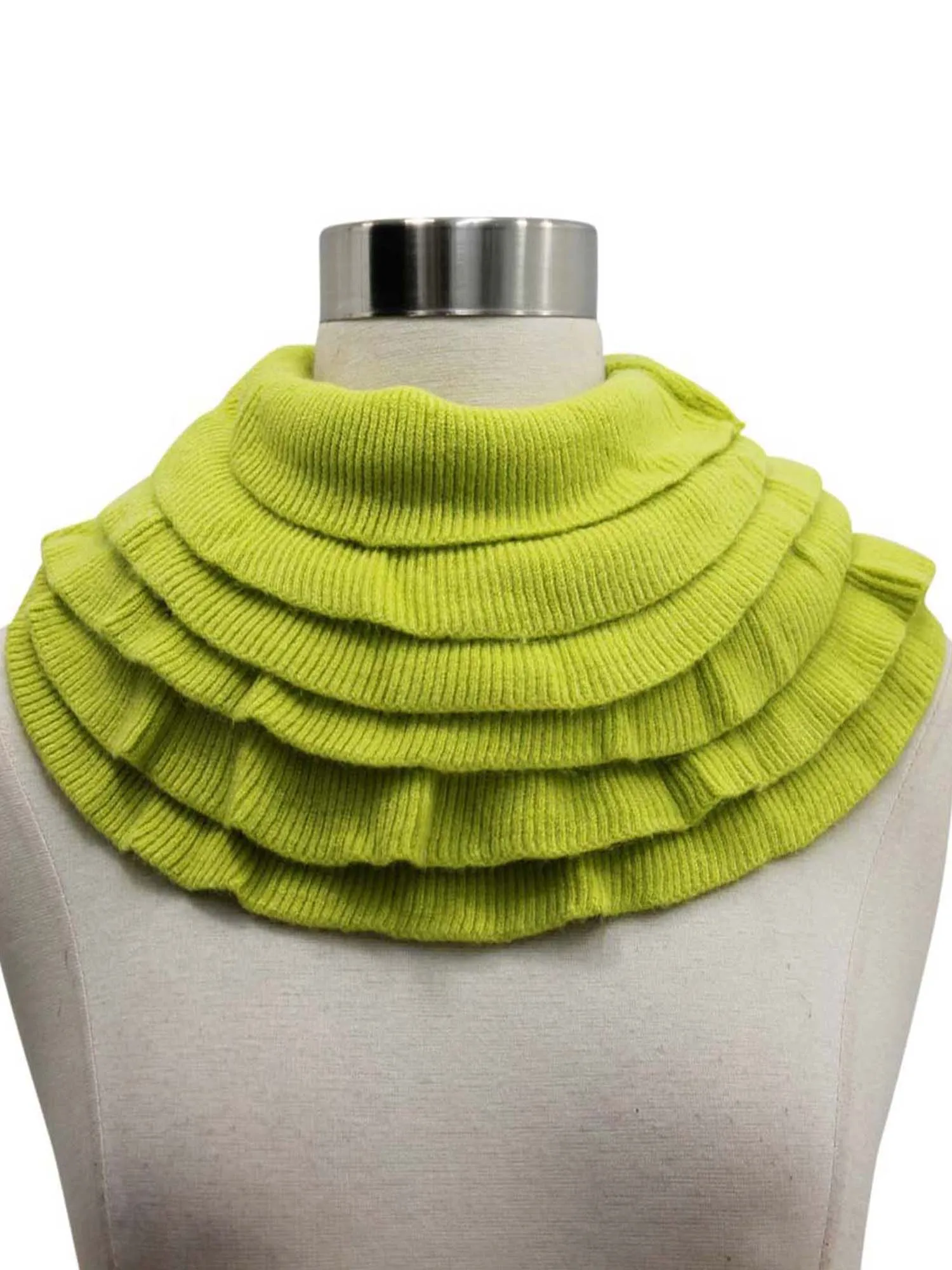 Feminine Ruffled Knit Winter Infinity Scarf