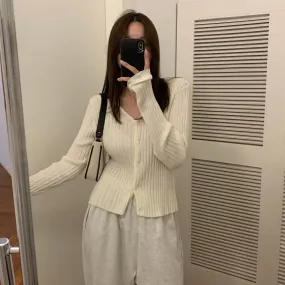 Flytonn-women fall outfits high street ins style -Korean style, Casual fashion, INS dressing, Lazy style, Graduation gift 
NO. 1078 THIN KNIT CARDIGAN SWEATER