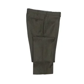 Forest green herringbone wool flannel trousers