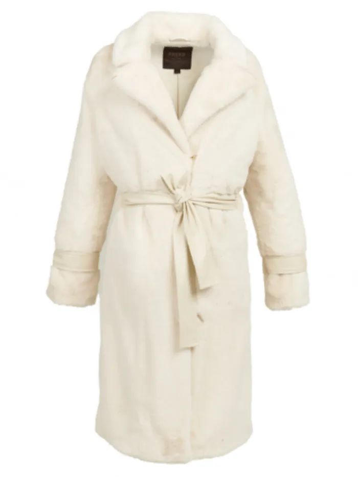 Freed Violet Faux Fur Long Coat In Cream