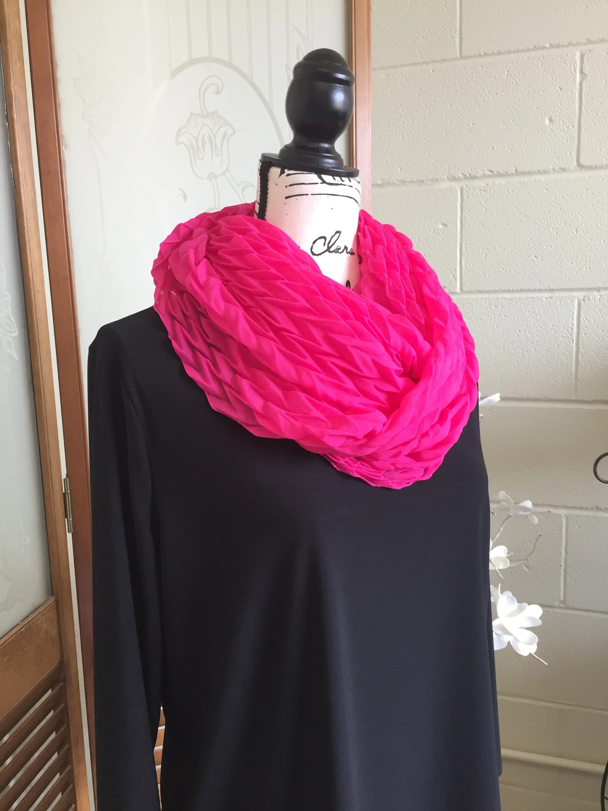 Fuchsia Waffle Scarf