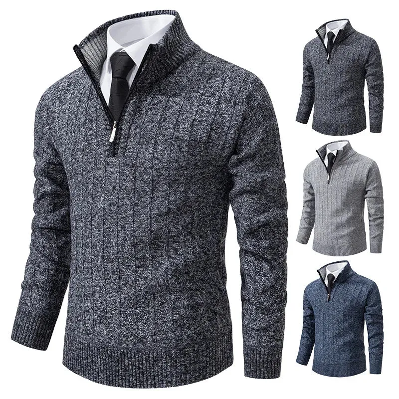 Funki Buys | Sweaters | Men's Casual Stand Collar Zip Pullovers