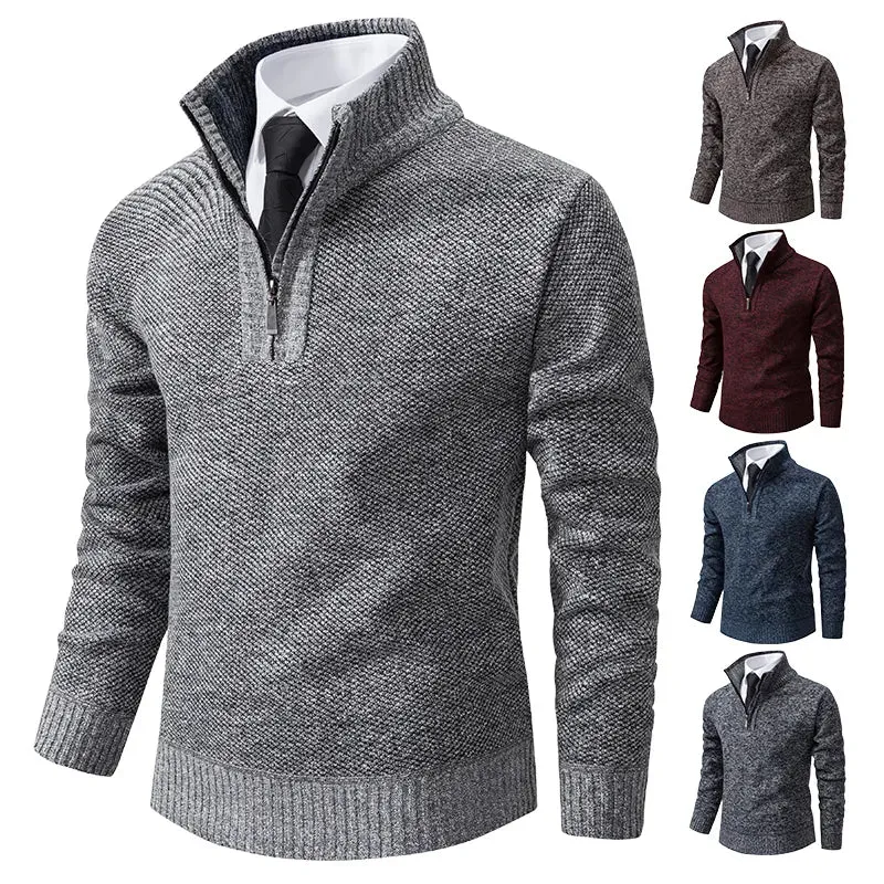 Funki Buys | Sweaters | Men's Casual Stand Collar Zip Pullovers