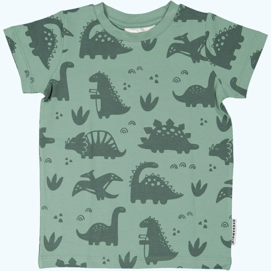 Geggamoja® Kids Short-Sleeve Shirt in Organic Cotton/Bamboo - GREEN DINOS