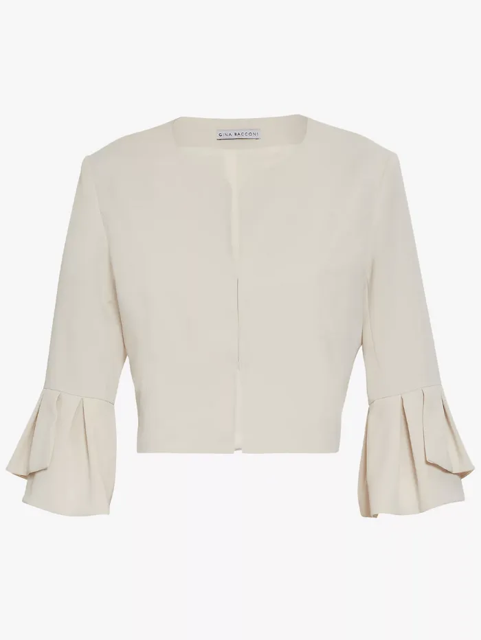 Gina Bacconi Gigi Moss Crepe Bolero Cream Jacket SBZ5628