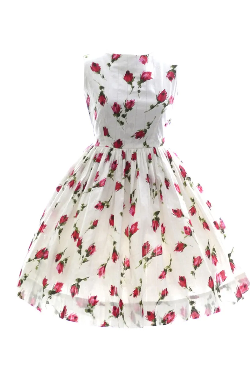 Girl's I Magnin vintage Child's dress 1950s rose print pristine condition SOLD