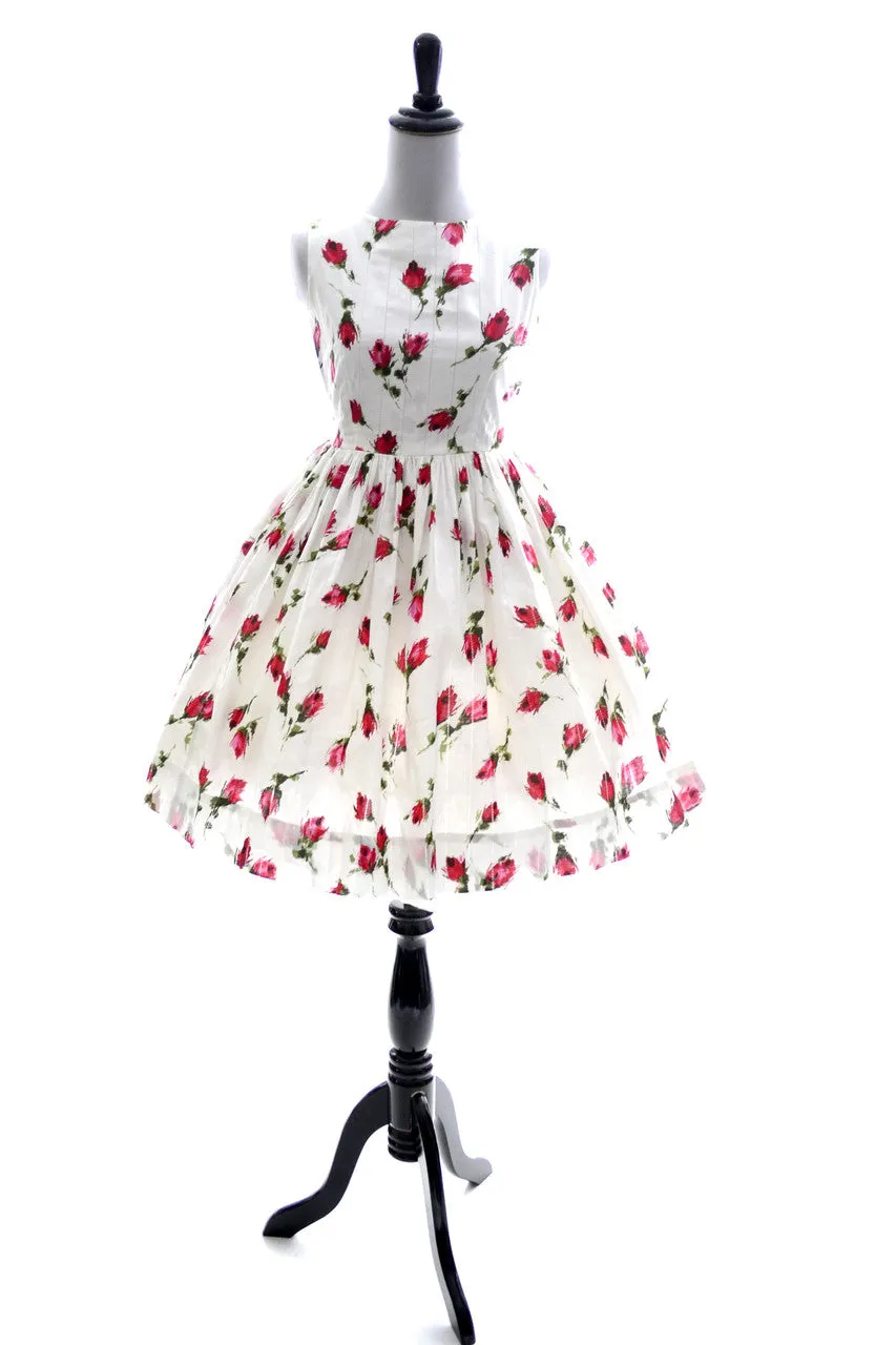 Girl's I Magnin vintage Child's dress 1950s rose print pristine condition SOLD