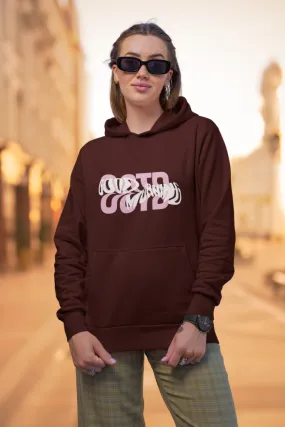 Good Morning Maroon Printed Hoodie for women