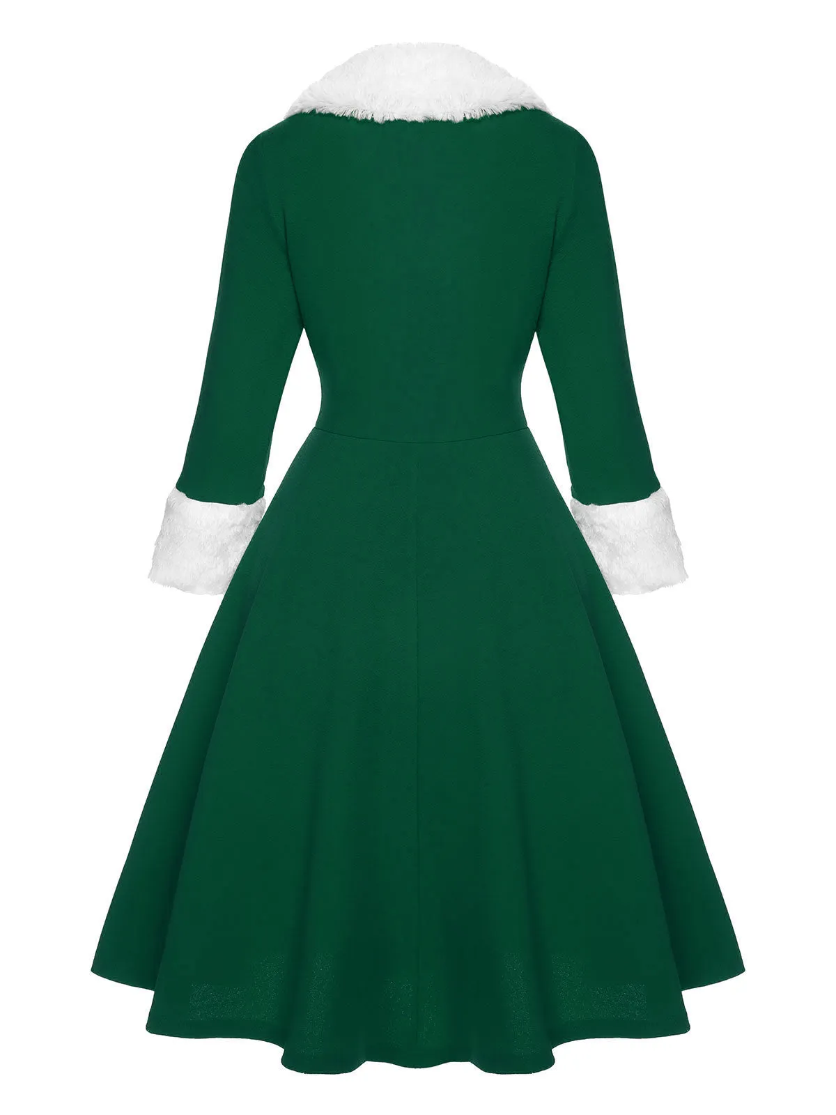 Green & White 1950s Christmas Lapel Dress