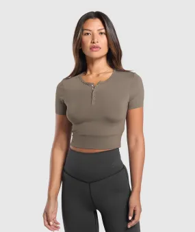 Gymshark Rest Day Buttery Soft Midi Top - Camo Brown