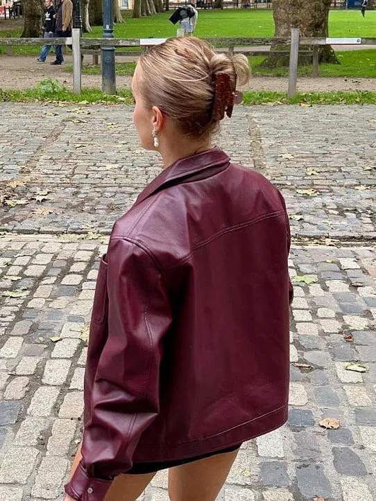 Halloy™ Retro Minimal PU Leather Jacket