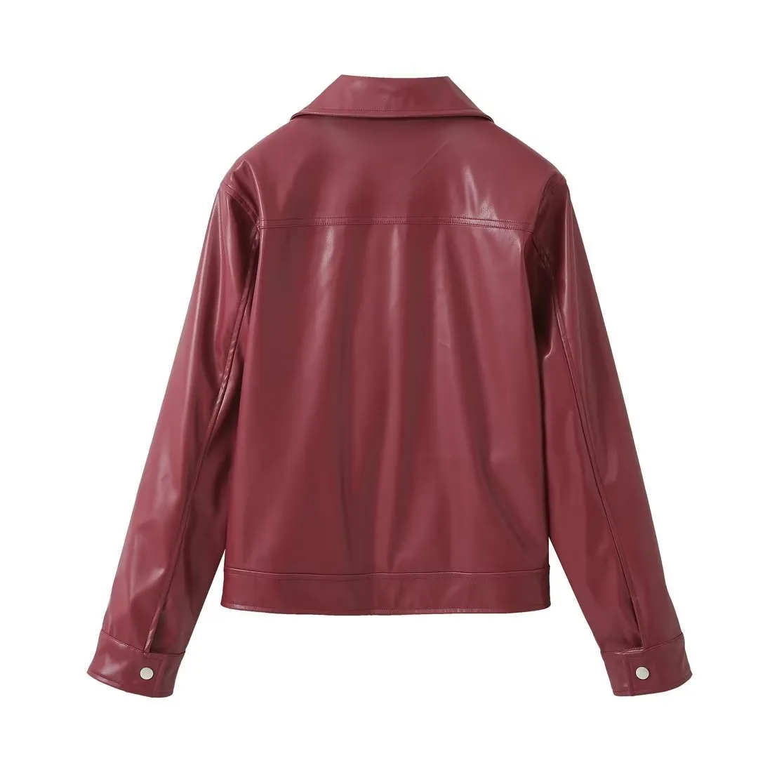 Halloy™ Retro Minimal PU Leather Jacket