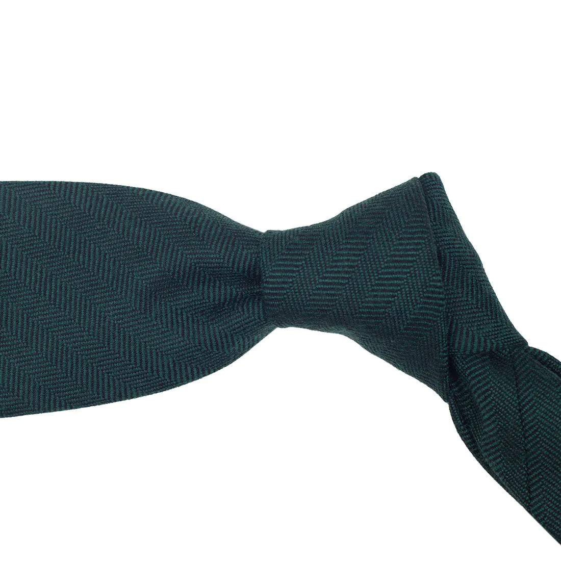 Herringbone wool tie, green