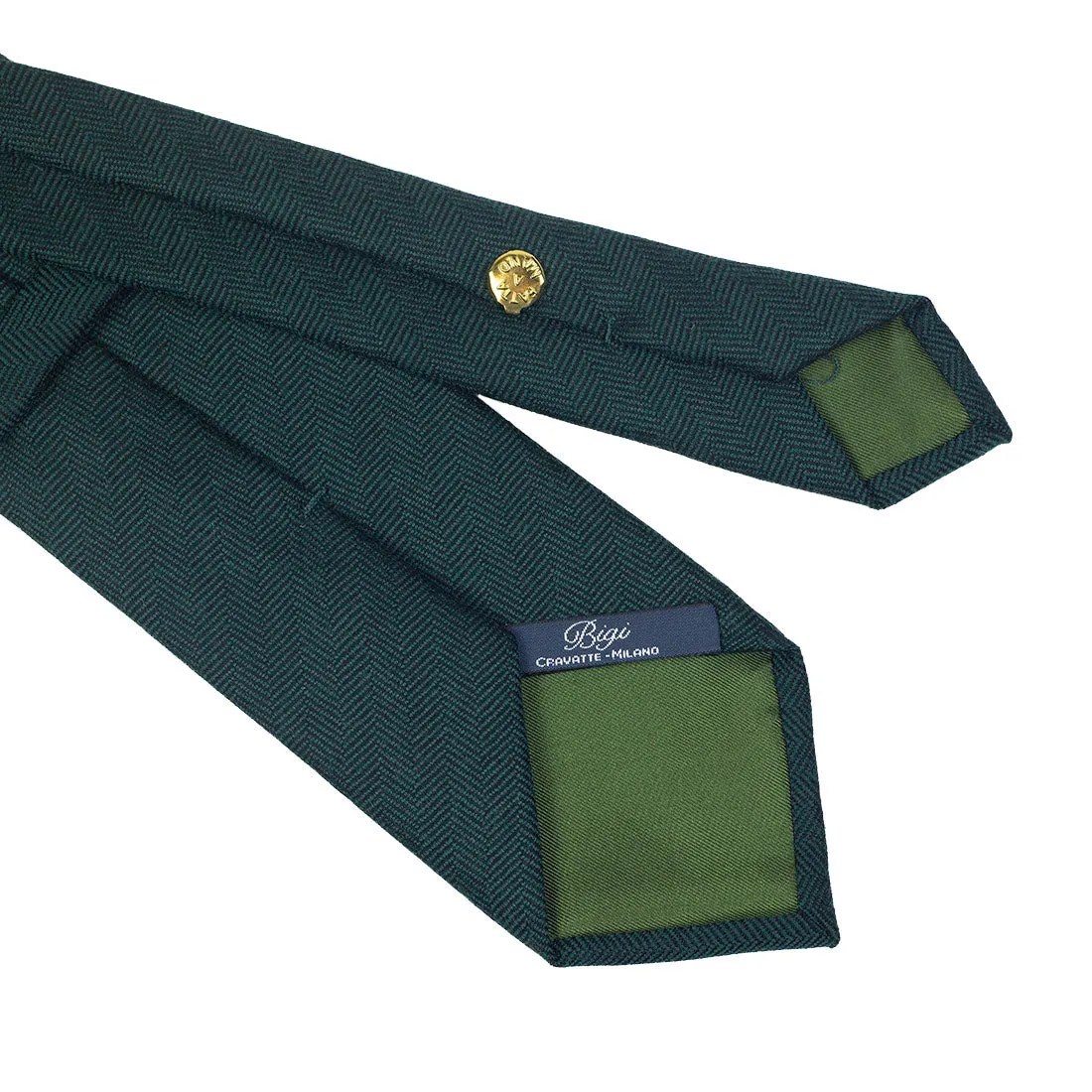 Herringbone wool tie, green