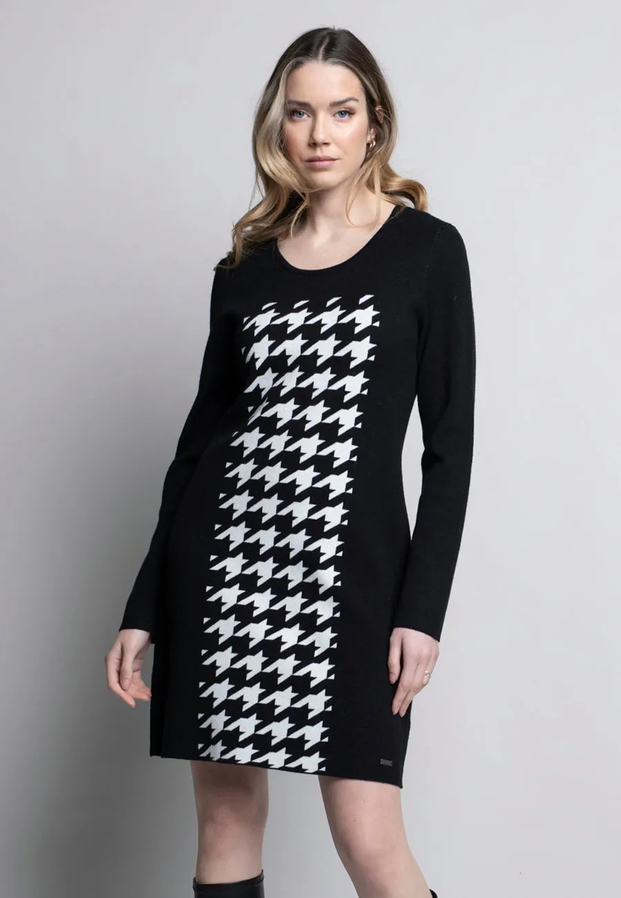 Houndstooth Insert A-Line Dress