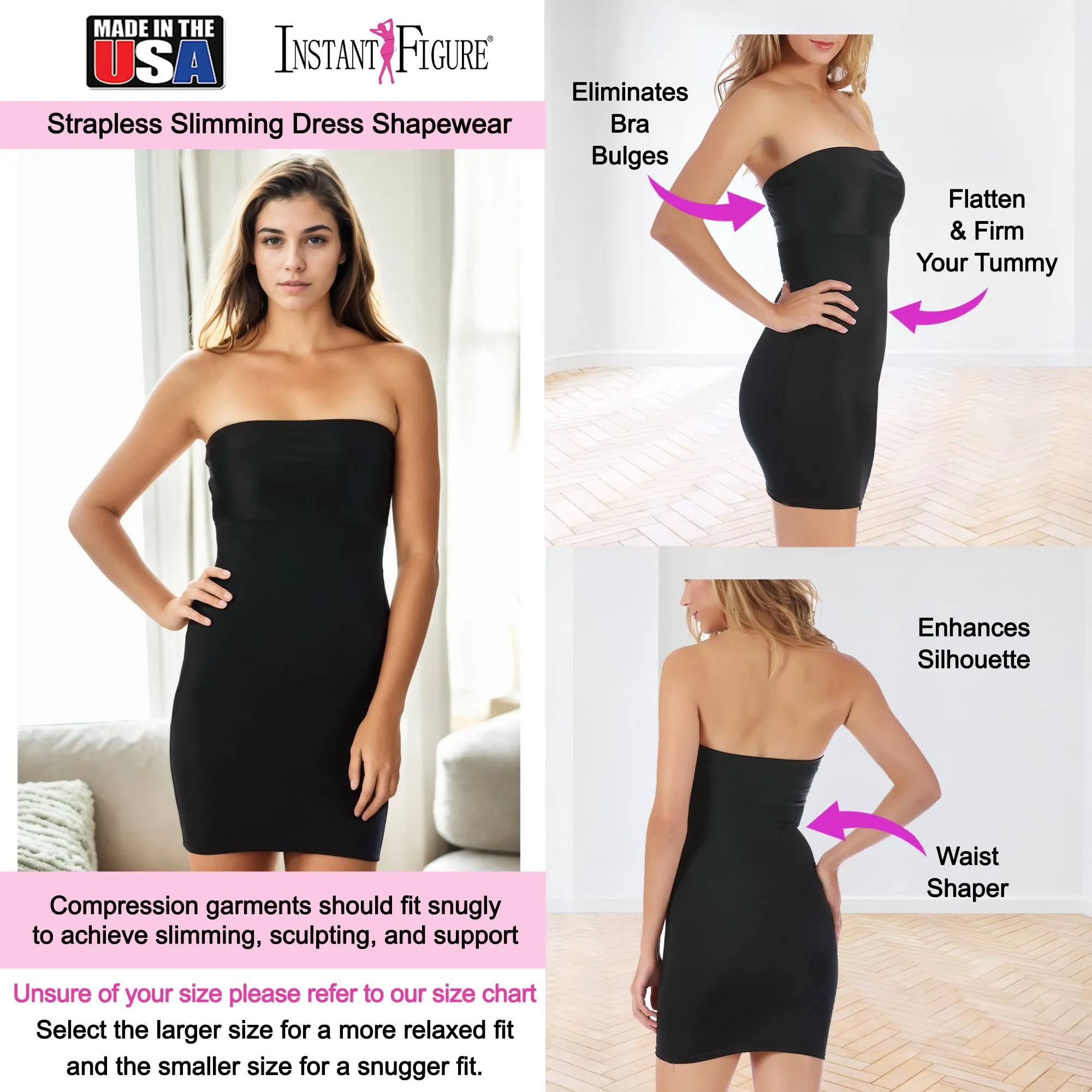 InstantFigure Shapewear Strapless Bandeau Slimming Dress WBD036