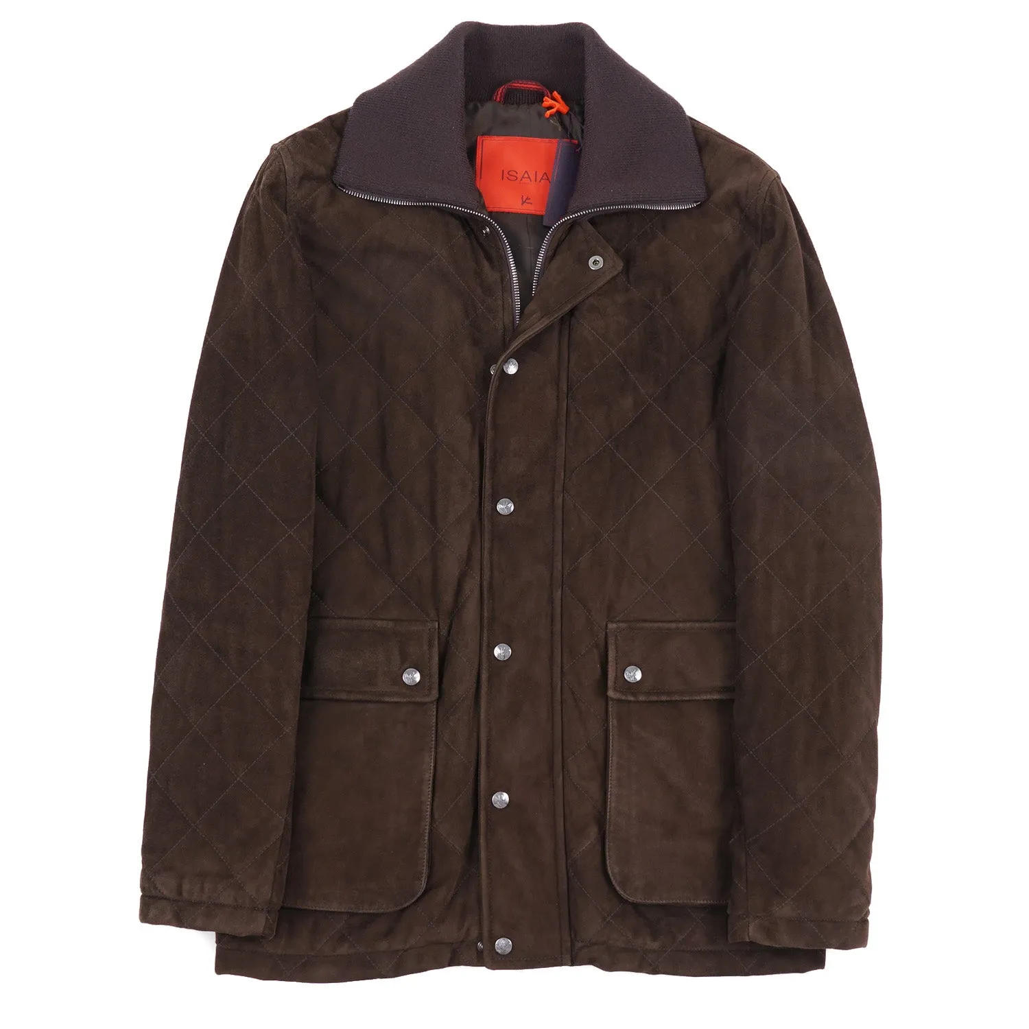 Isaia Quilted Suede Hunting Jacket