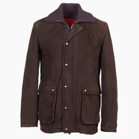 Isaia Quilted Suede Hunting Jacket