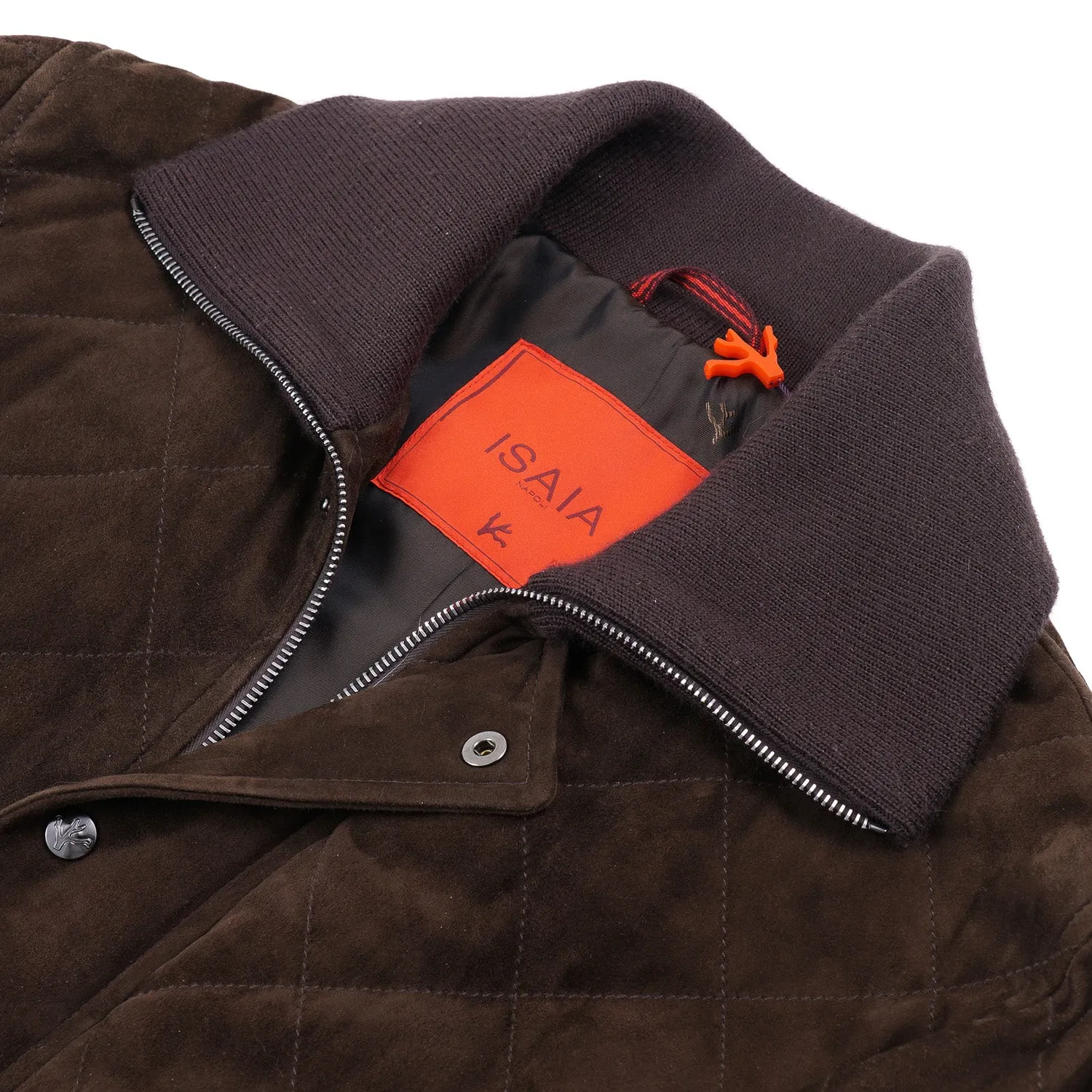 Isaia Quilted Suede Hunting Jacket