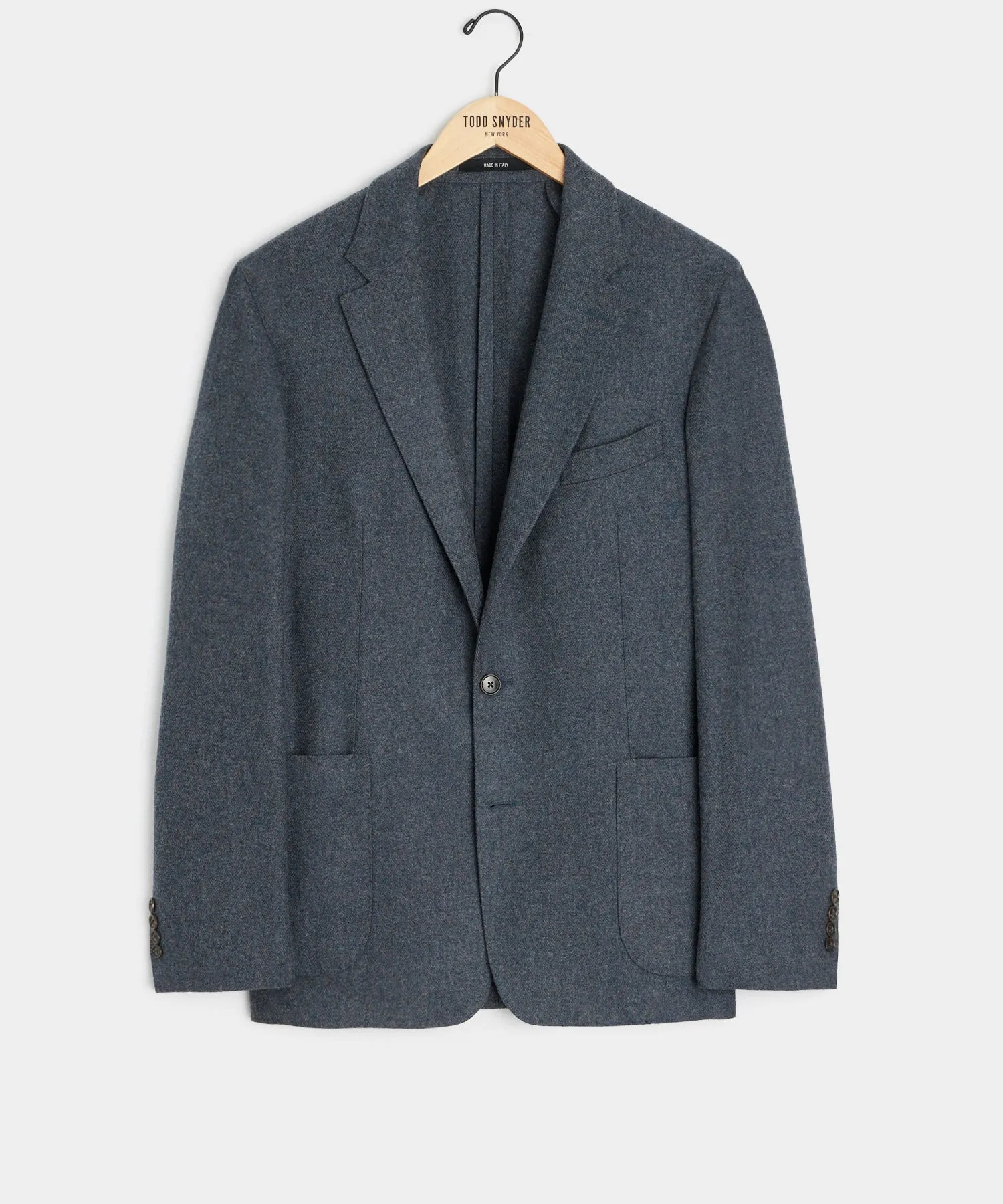 Italian Wool Sport Coat in Blue Herringbone