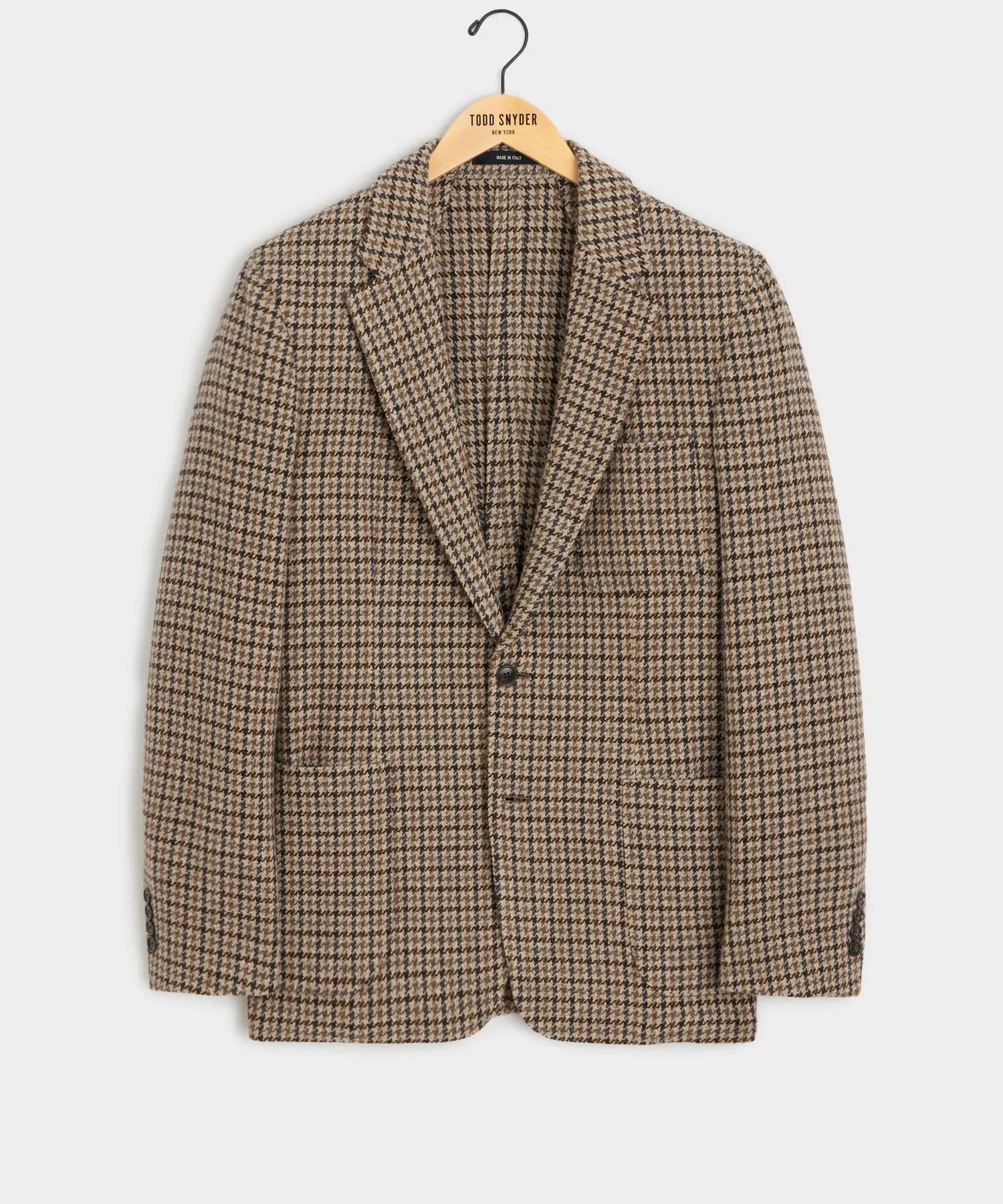 Italian Wool Sport Coat in Brown Houndstooth