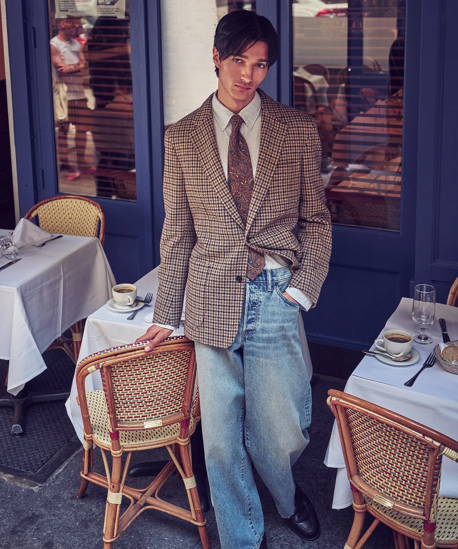 Italian Wool Sport Coat in Brown Houndstooth