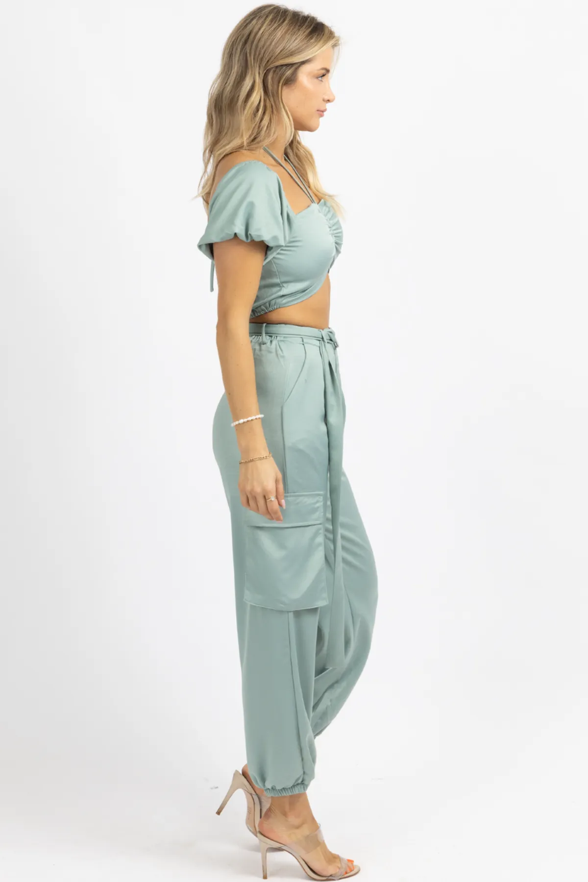 JADE CROP   CARGO JOGGER PANT SET