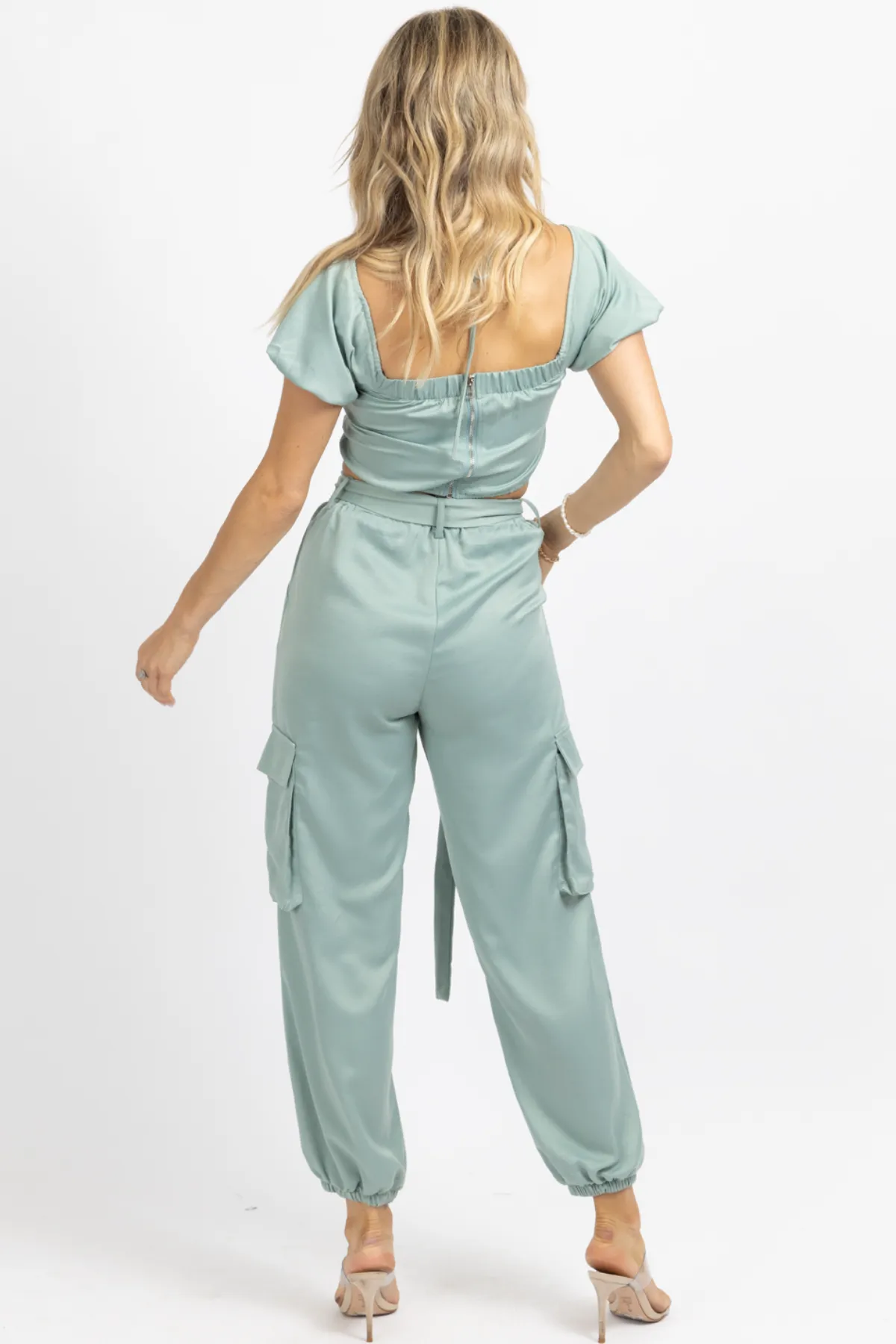 JADE CROP   CARGO JOGGER PANT SET