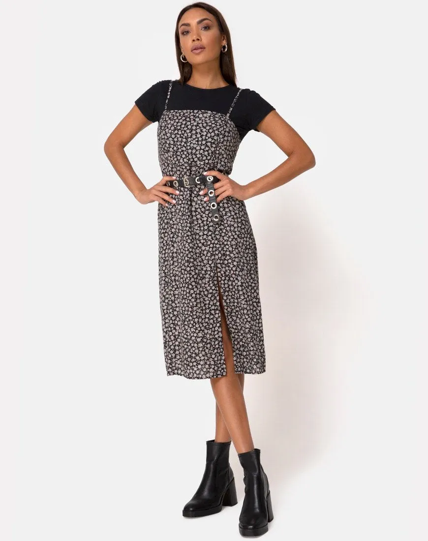 Kaoya Midi Dress in Ditsy Rose Black