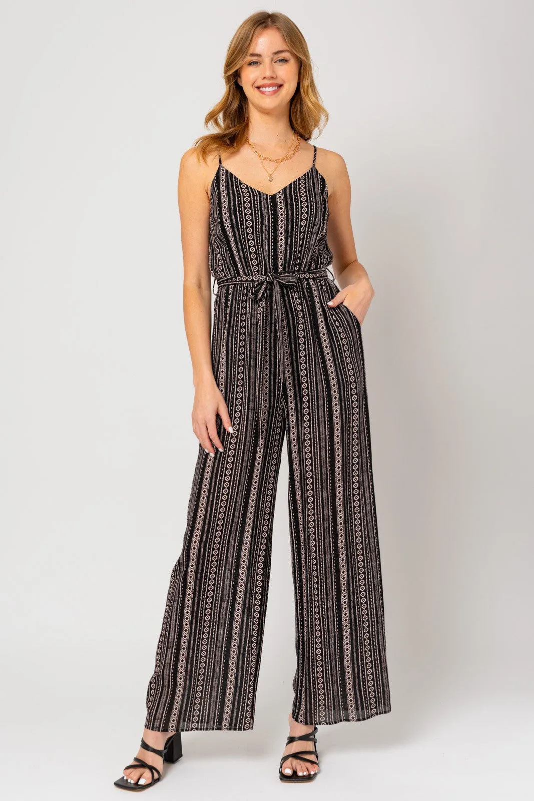 Keoni Sleeveless Abstract Jumpsuit