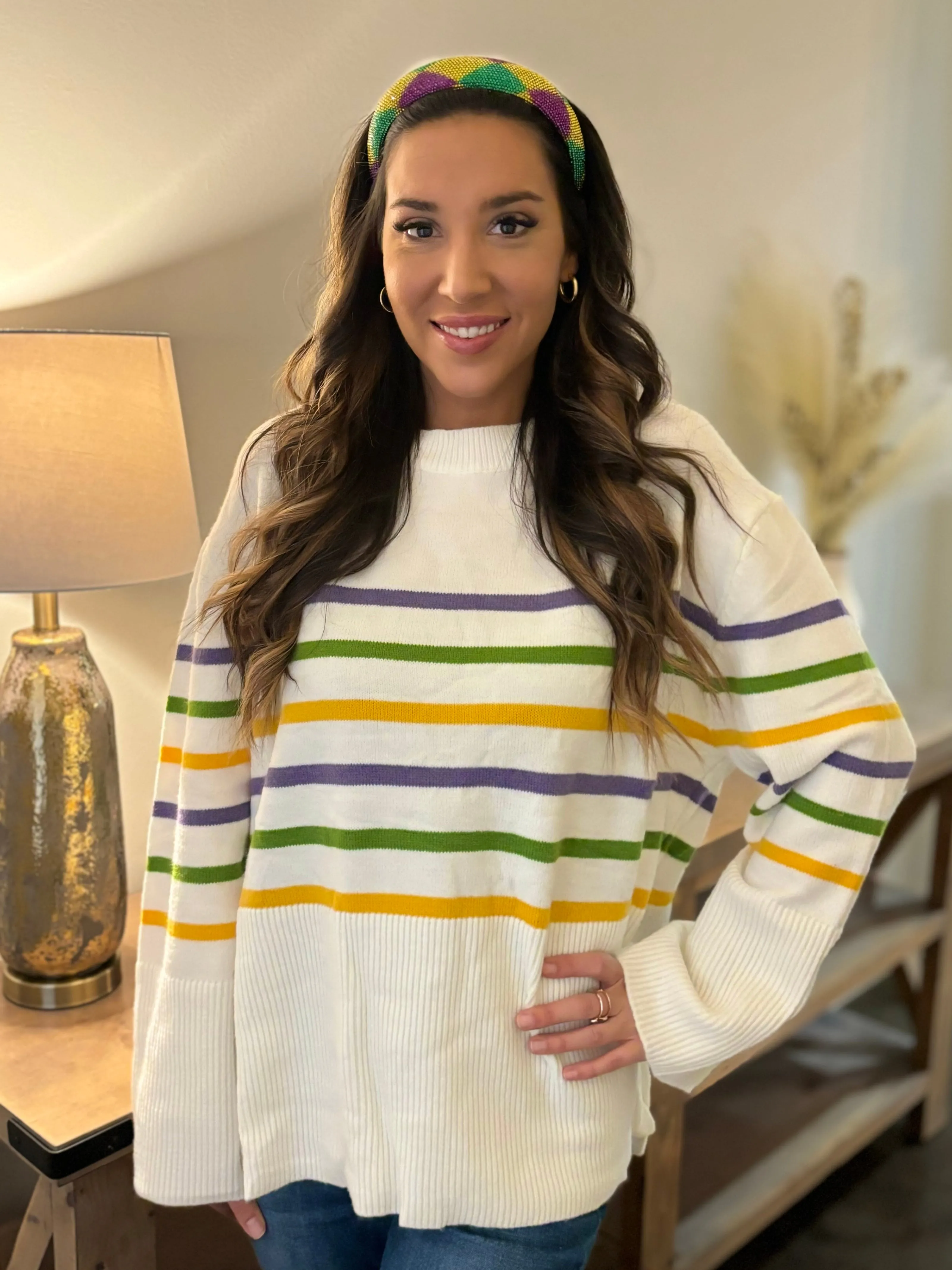 King Cake Striped Sweater