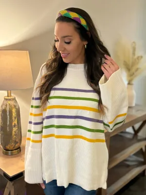 King Cake Striped Sweater