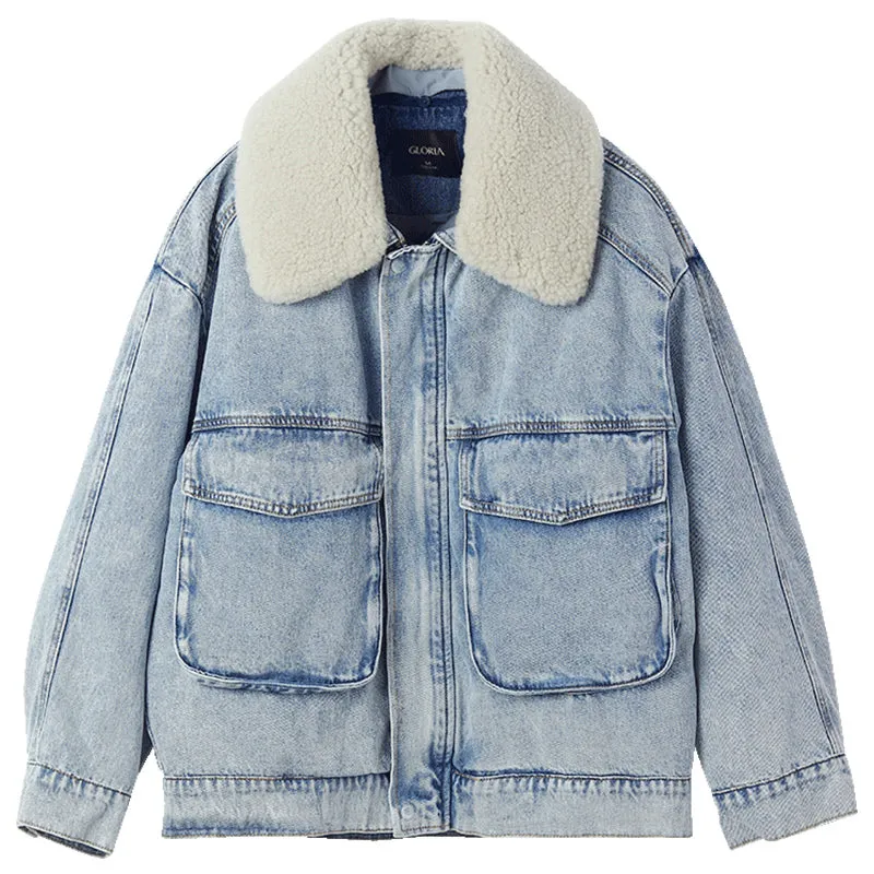 Lapel Blue Denim Coat