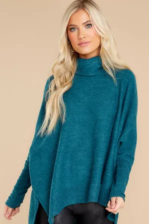 Last To Love Dark Teal Cowl Neck Sweater