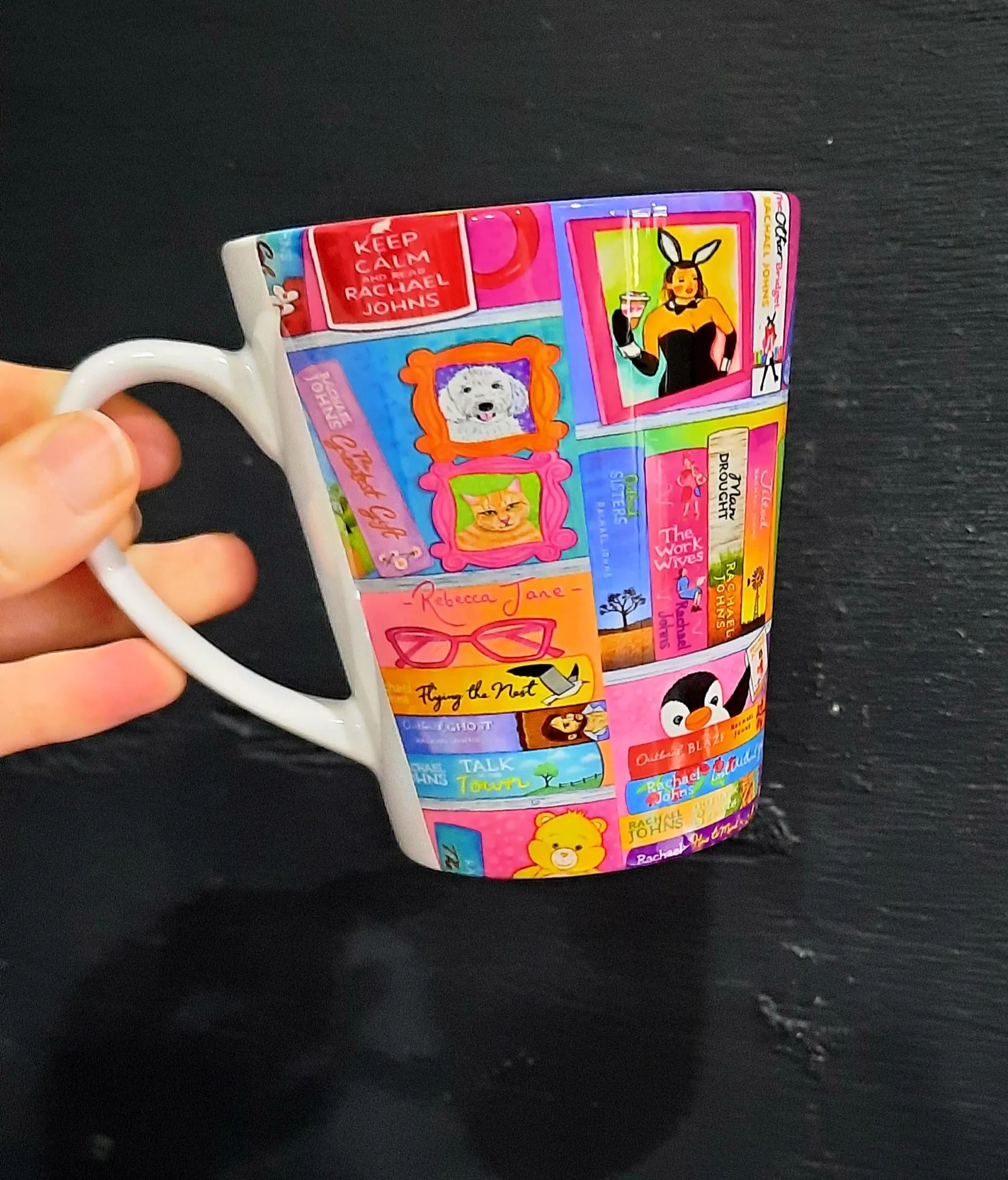 Latte Mug: Rachael's Library - Art By Rebecca Jane