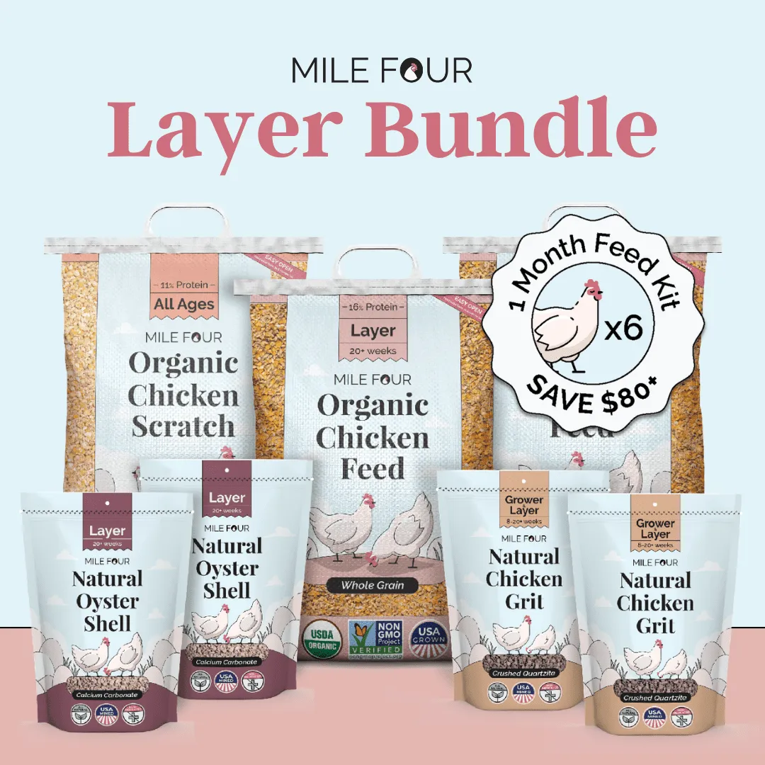 Layer Bundle | 1 Month of Organic Feed, Scratch, Grit & Oyster Shell for 6 Layers