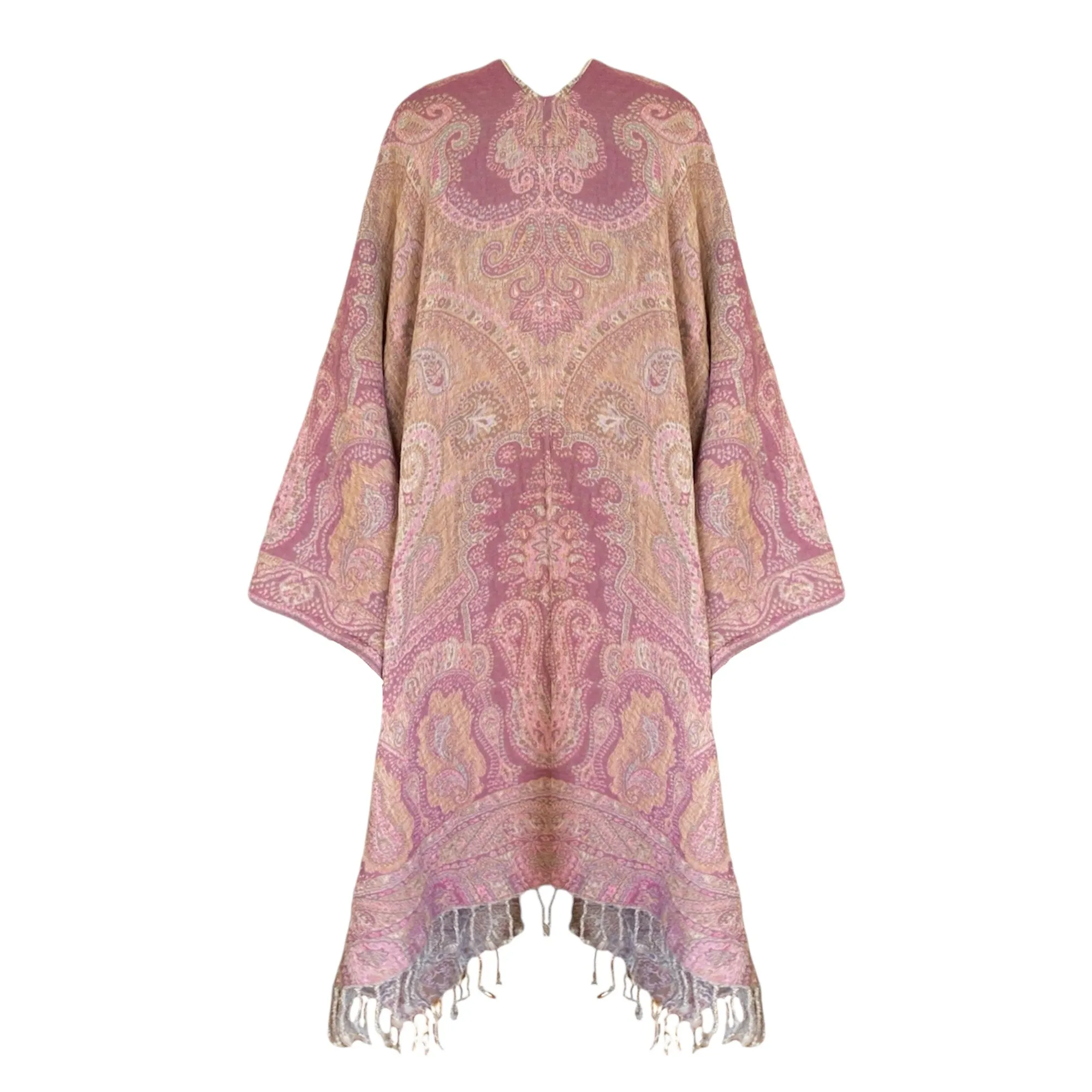 Lilac Paisley Boiled Wool Kimono Coat One of A Kind