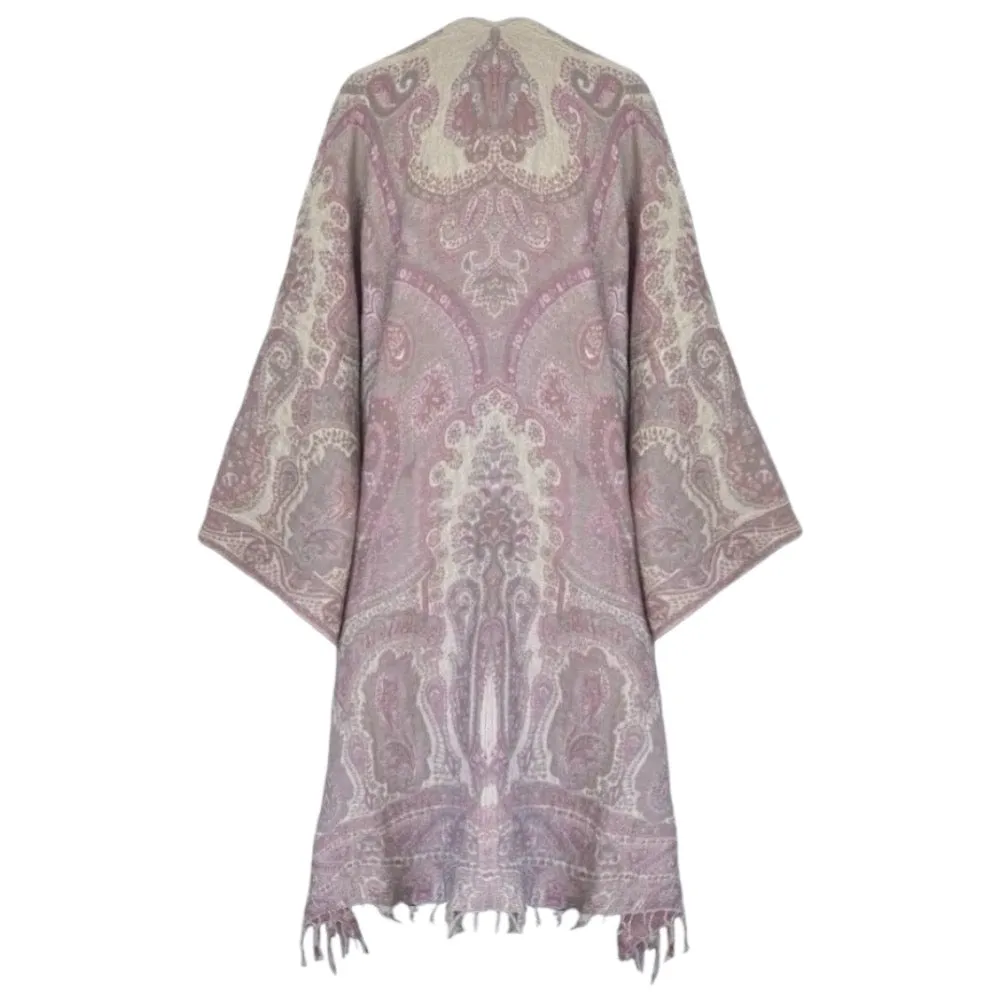 Lilac Paisley Boiled Wool Kimono Coat One of A Kind