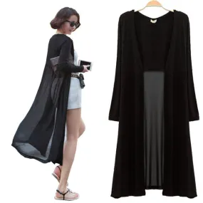 Maxi Cardigan Feminino 2015 Ankle Length Sweater Coat Women Knitted Long Sleeve Korean Vintage Black Oversized Sweaters Dress